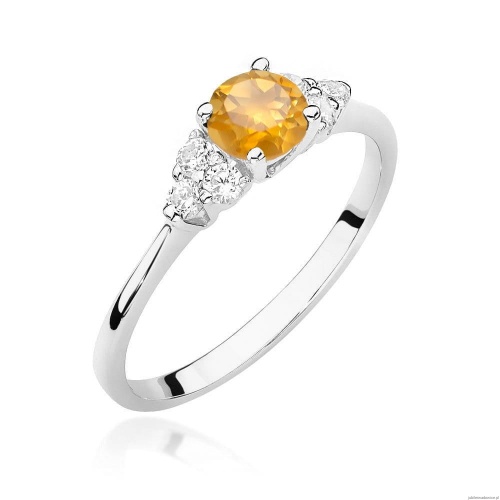 Pierścionek W0451 Cytryn 0,50ct białe złoto 375