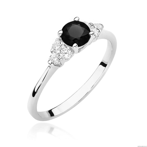 Pierścionek W0451 Czarny Diament 0,50ct białe złoto 375