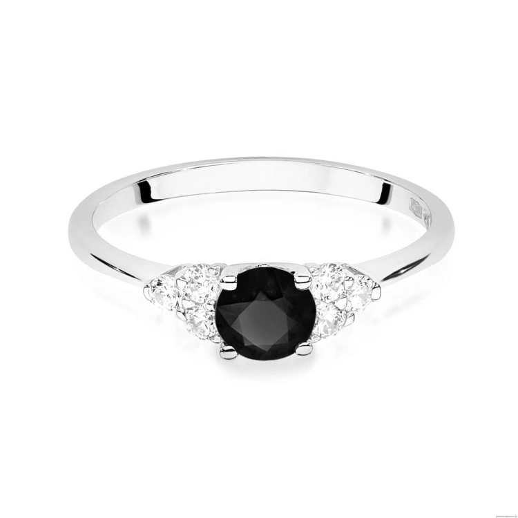 Pierścionek W0451 Czarny Diament 0,50ct białe złoto 375