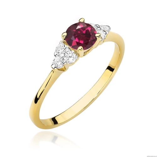 Pierścionek W0451 Rodolit 0,60ct żółte złoto 375