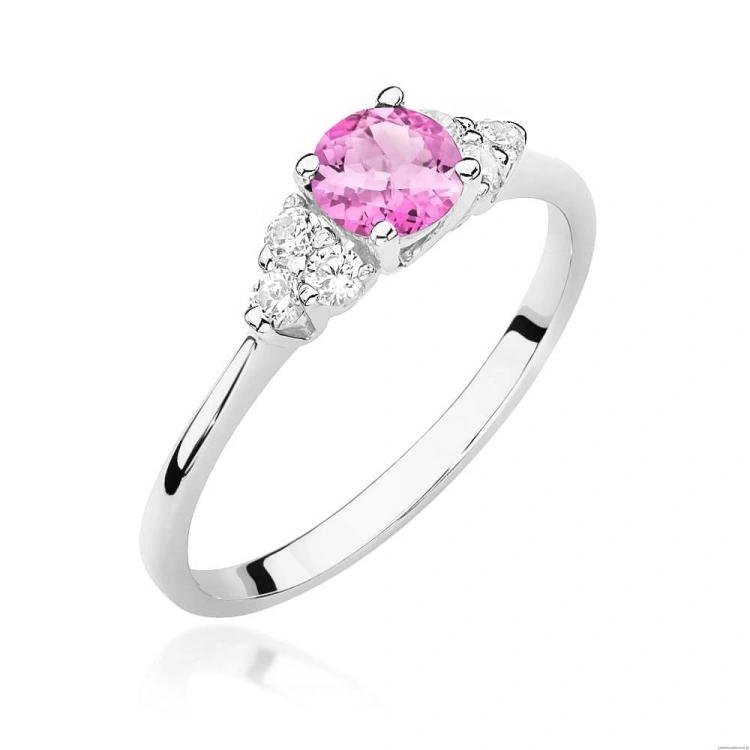 Pierścionek W0451 Topaz Różowy 0,60ct białe złoto 375