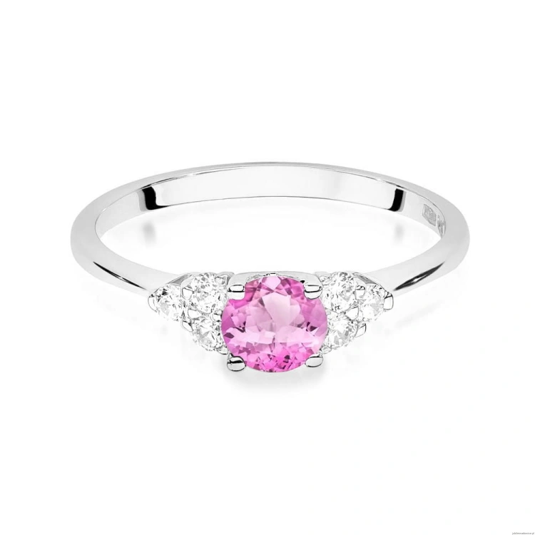 Pierścionek W0451 Topaz Różowy 0,60ct białe złoto 375