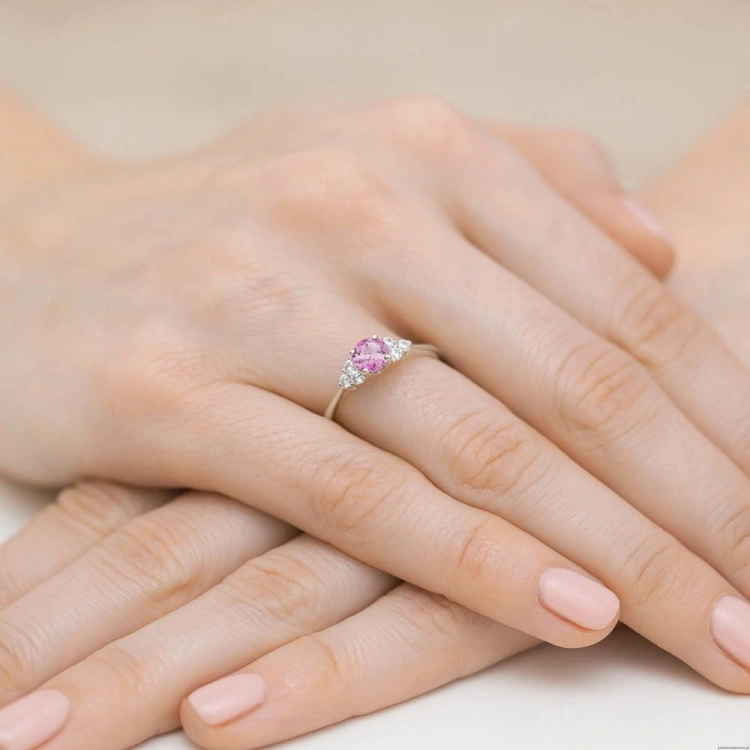 Pierścionek W0451 Topaz Różowy 0,60ct białe złoto 375