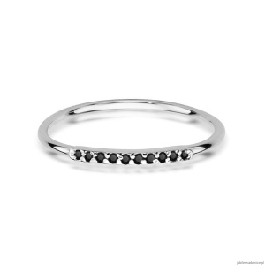 Pierścionek W0509 z czarnymi Diamentami białe złoto 375