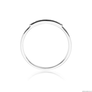 Pierścionek W0509 z czarnymi Diamentami białe złoto 375
