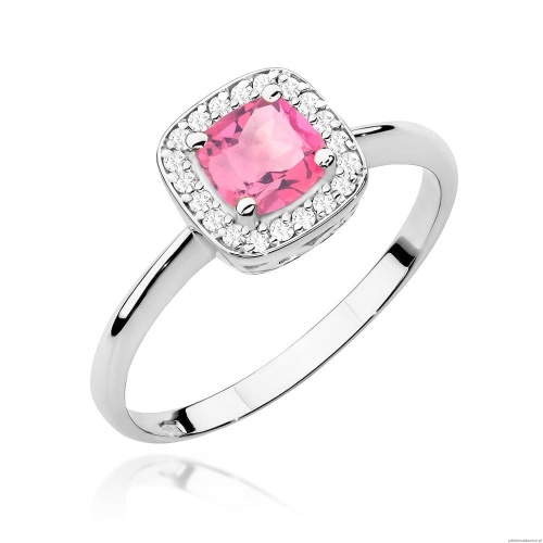 Pierścionek W0514 Różowy Topaz 0,65ct białe złoto 375