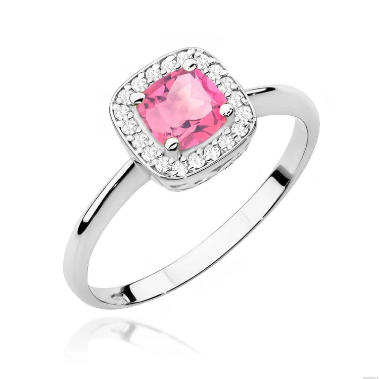 Pierścionek W0514 Różowy Topaz 0,65ct białe złoto 375