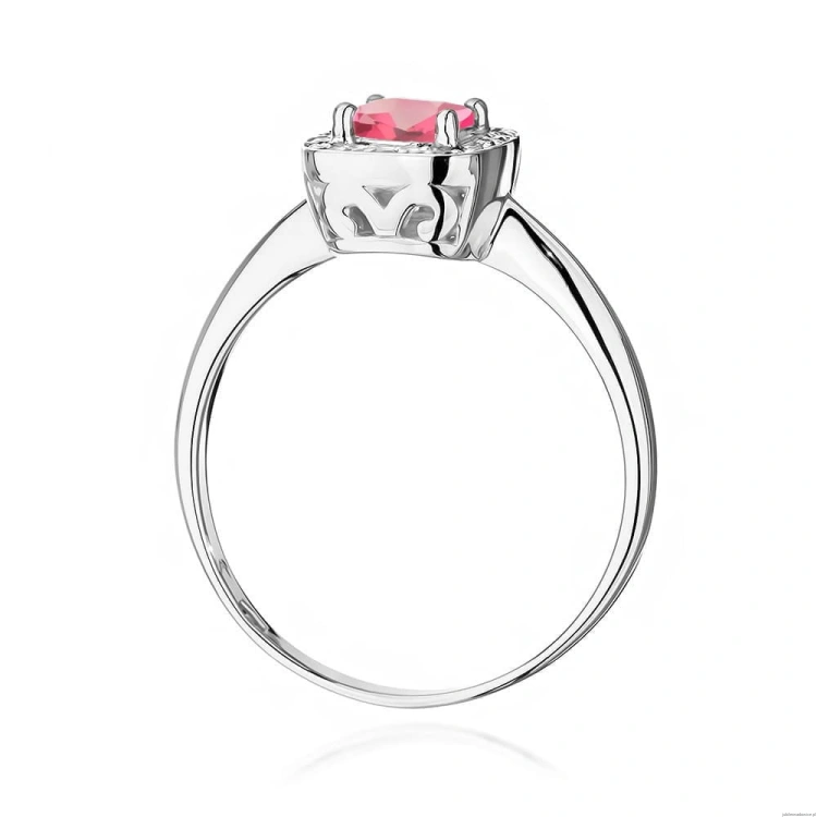 Pierścionek W0514 Różowy Topaz 0,65ct białe złoto 375
