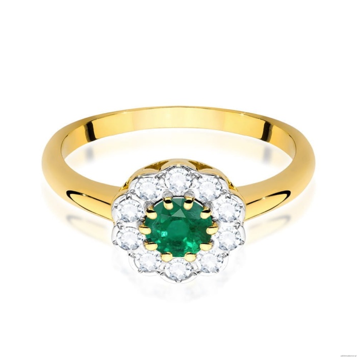 Pierścionek W0529 Szmaragd 0,50ct żółte złoto 375