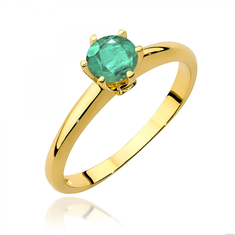 Pierścionek W0557 Szmaragd 0,50ct żółte złoto 375