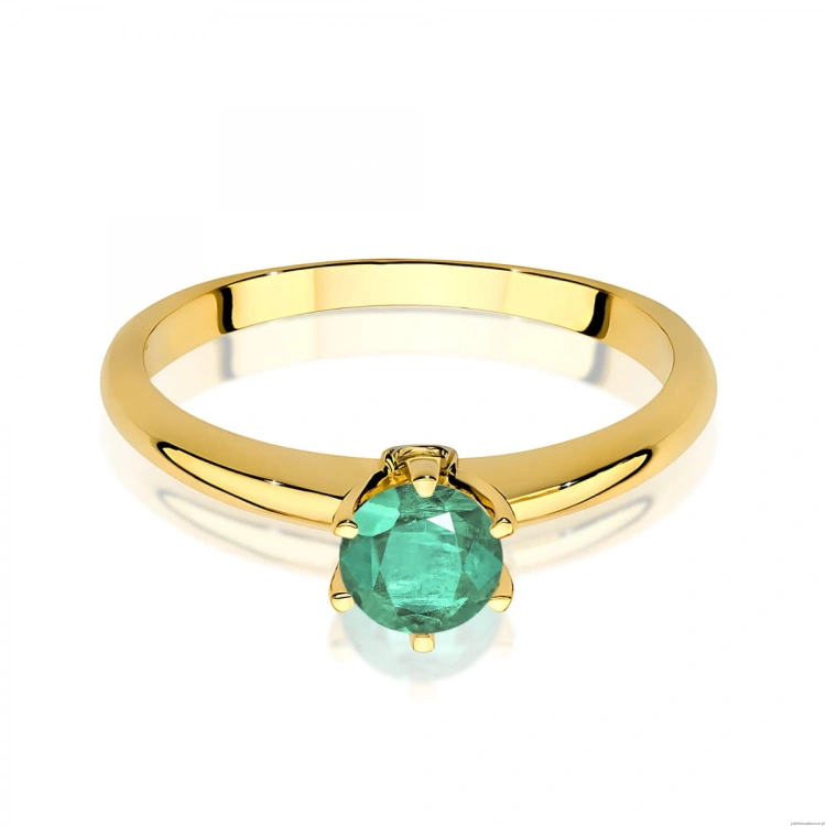 Pierścionek W0557 Szmaragd 0,50ct żółte złoto 375