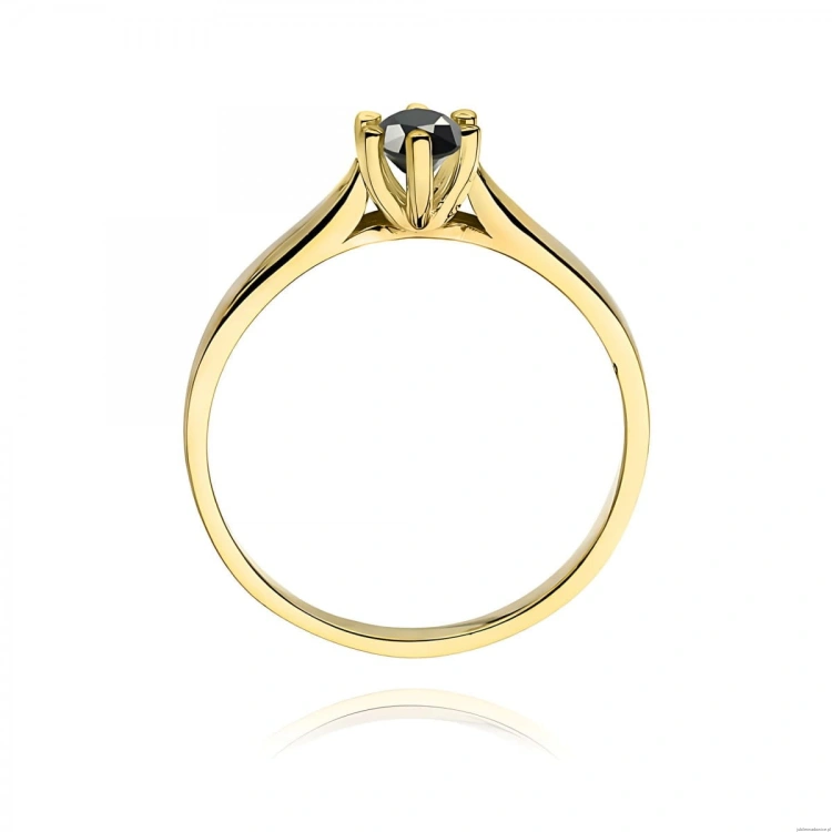 Pierścionek W0222B Czarny Diament 0,30ct żółte złoto 375