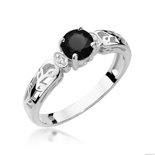 Pierścionek W0014 Czarny Diament 0,50ct białe złoto 375