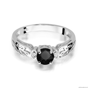 Pierścionek W0014 Czarny Diament 0,50ct białe złoto 375