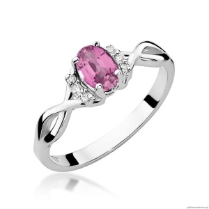 Pierścionek W0019 Różowy Szafir 0,45ct białe złoto 375