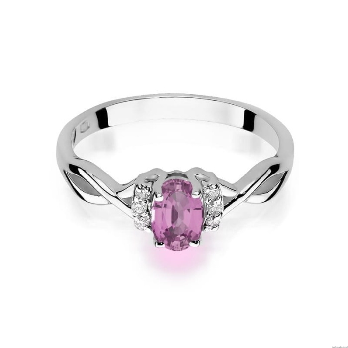 Pierścionek W0019 Różowy Szafir 0,45ct białe złoto 375