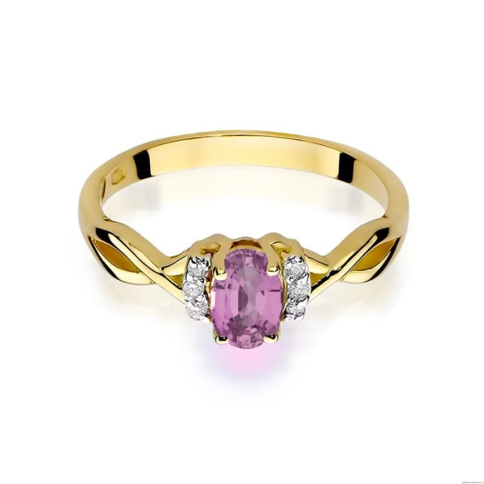 Pierścionek W0019 Różowy Szafir 0,45ct żółte złoto 375