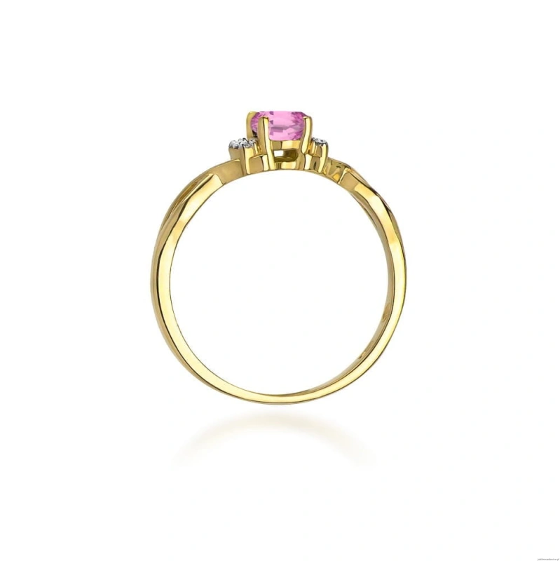 Pierścionek W0019 Różowy Szafir 0,45ct żółte złoto 375