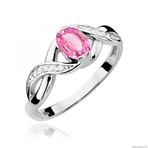 Pierścionek W0028 Różowy Szafir 0,45ct białe złoto 375