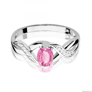 Pierścionek W0028 Różowy Szafir 0,45ct białe złoto 375