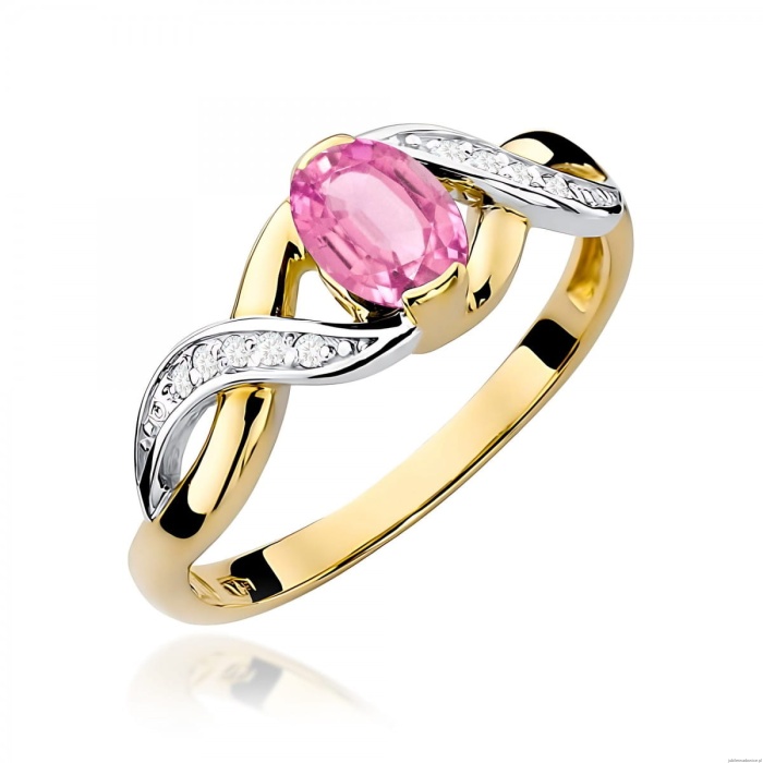 Pierścionek W0028 Różowy Szafir 0,45ct żółte złoto 375