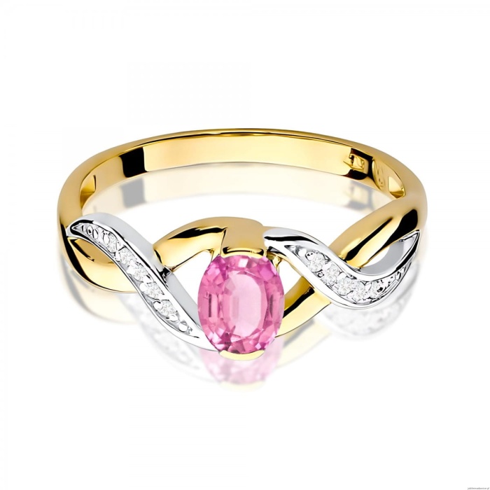 Pierścionek W0028 Różowy Szafir 0,45ct żółte złoto 375
