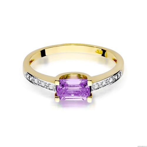 Pierścionek W0105 Ametyst 0,60ct żółte złoto 375