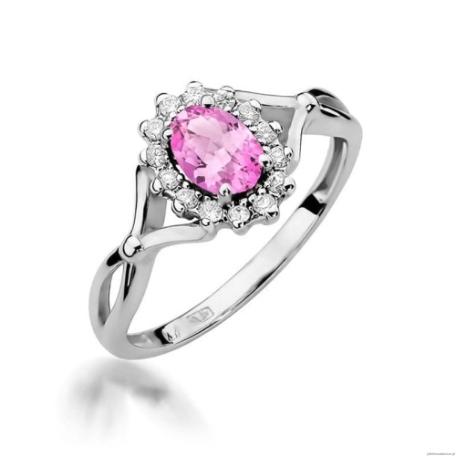 Pierścionek W0182 Różowy Szafir 0,45ct białe złoto 375