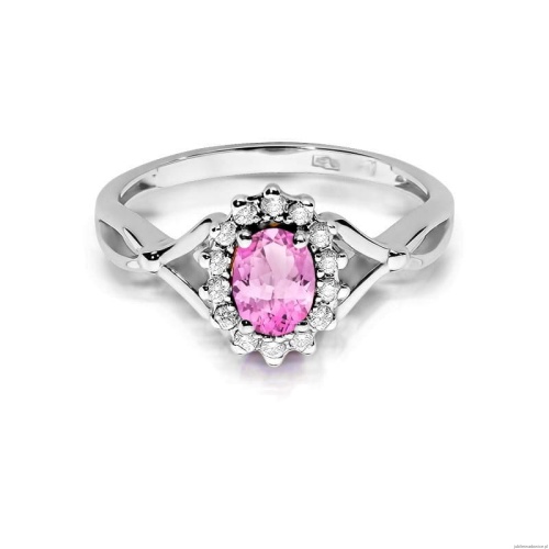 Pierścionek W0182 Różowy Szafir 0,45ct białe złoto 375