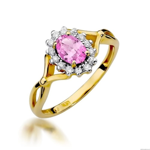 Pierścionek W0182 Różowy Szafir 0,45ct żółte złoto 375