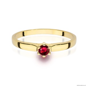 Pierścionek W0222 Rubin 0,15ct żółte złoto 375