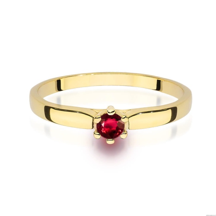 Pierścionek W0222 Rubin 0,15ct żółte złoto 375