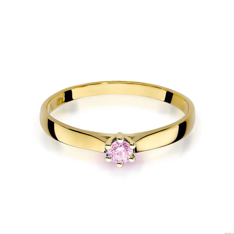 Pierścionek W0222 Topaz Różowy 0,13ct żółte złoto 375