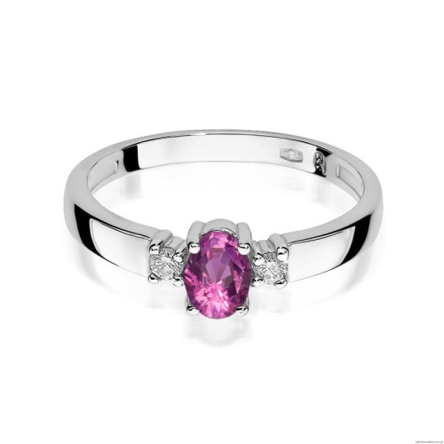 Pierścionek W0264 Różowy Szafir 0,45ct białe złoto 375