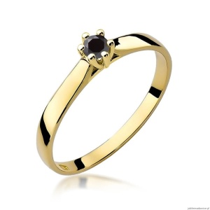 Pierścionek W0222 Czarny Diament 0,12ct żółte złoto 375