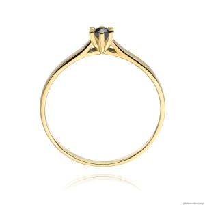 Pierścionek W0222 Czarny Diament 0,12ct żółte złoto 375