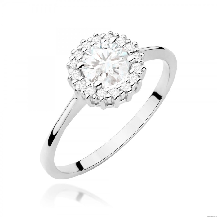 Pierścionek W0572 Biały Szafir 0,60ct białe złoto 375