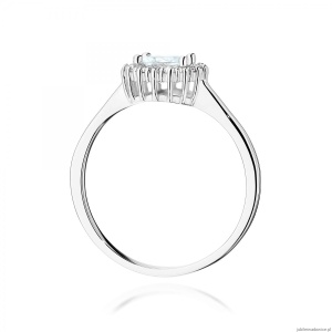 Pierścionek W0572 Biały Szafir 0,60ct białe złoto 375