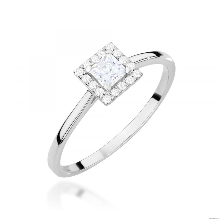 Pierścionek W0590 Diament 0,15ct białe złoto 375
