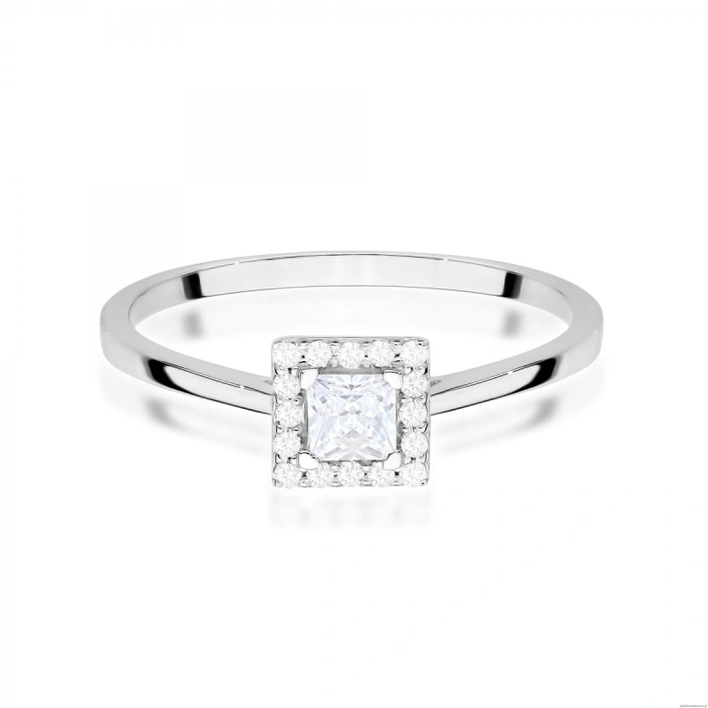 Pierścionek W0590 Diament 0,15ct białe złoto 375