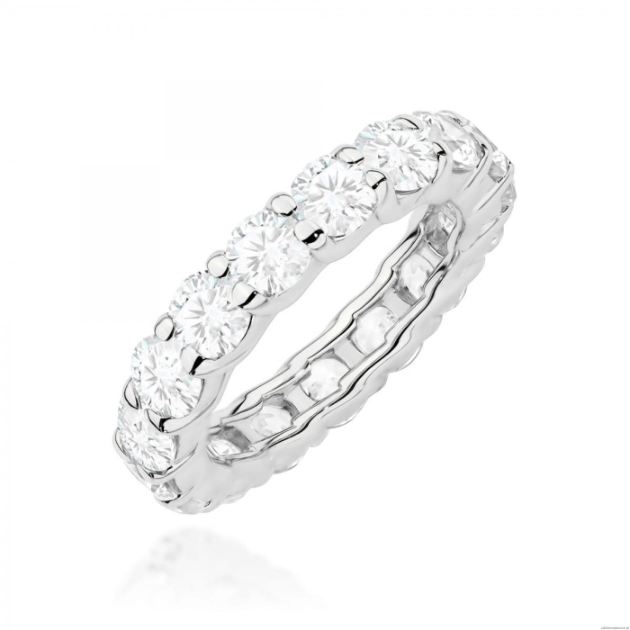 Pierścionek W0516 z diamentami laboratoryjnymi białe złoto 375