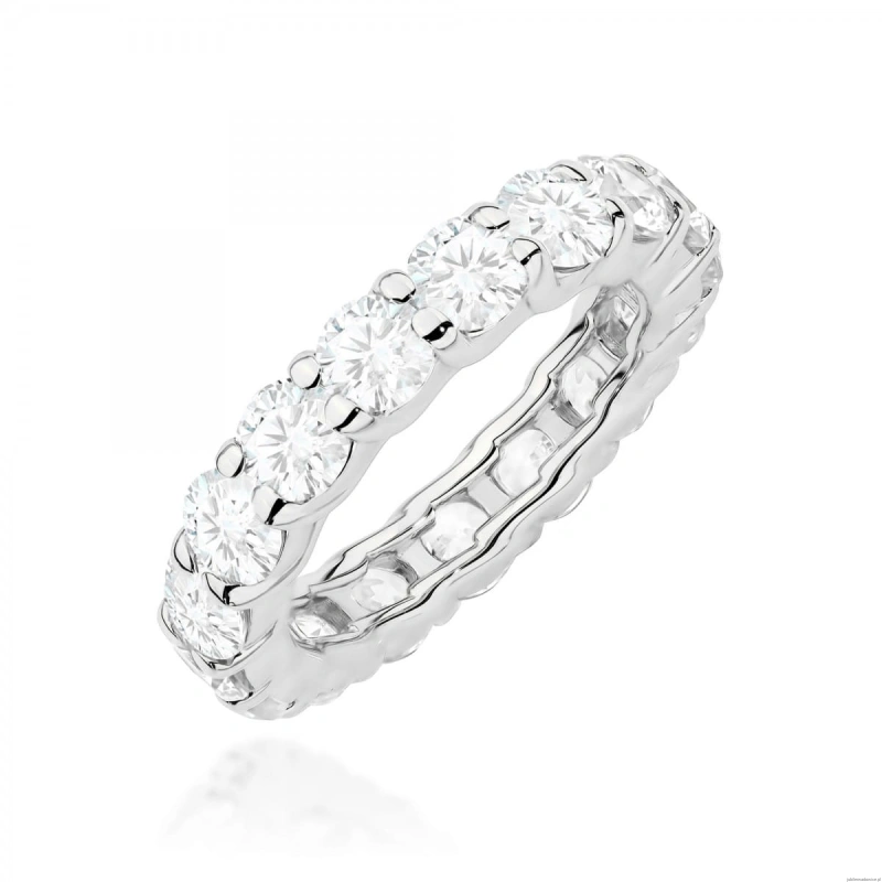 Pierścionek W0516 z diamentami laboratoryjnymi białe złoto 375