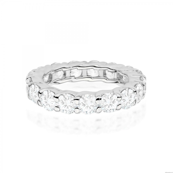 Pierścionek W0516 z diamentami laboratoryjnymi białe złoto 375
