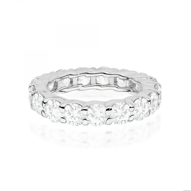 Pierścionek W0516 z diamentami laboratoryjnymi białe złoto 375
