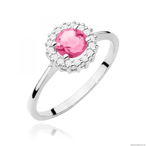 Pierścionek W0572 Różowy Topaz 0,60ct białe złoto 375