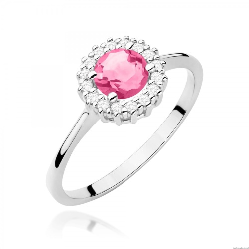 Pierścionek W0572 Różowy Topaz 0,60ct białe złoto 375