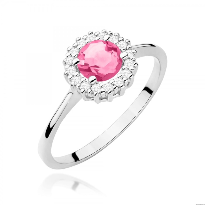 Pierścionek W0572 Różowy Topaz 0,60ct białe złoto 375