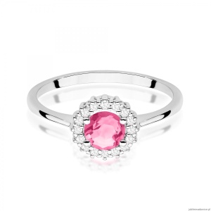 Pierścionek W0572 Różowy Topaz 0,60ct białe złoto 375
