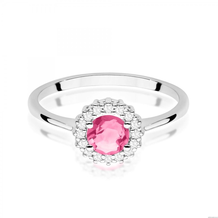 Pierścionek W0572 Różowy Topaz 0,60ct białe złoto 375