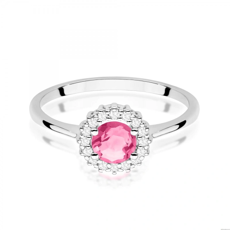 Pierścionek W0572 Różowy Topaz 0,60ct białe złoto 375